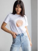Модная белая футболка с флоральным принтом 3194