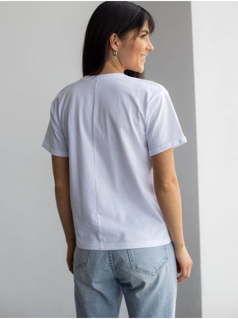 Трендова біла футболка з принтом 3203