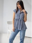 Полосатая блуза-рубашка с баской 2677