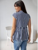 Смугаста блуза-сорочка з баскою 2677