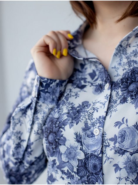 Блуза size+ в цветочный принт 3079