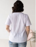 Біла бавовняна футболка size+ з принтом "Мрія" 3456