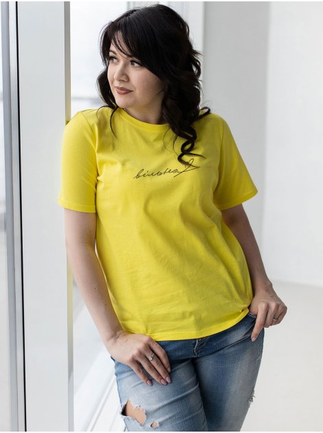 Жіноча футболка size+ з принтом "вільна" 3444