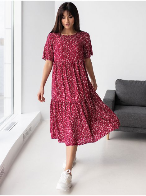 Літня сукня-міді вільного силуету 3185