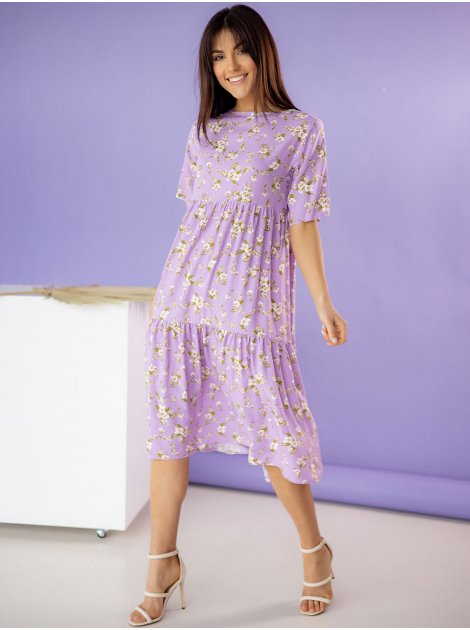 свободное летнее платье-миди в цветок 3230