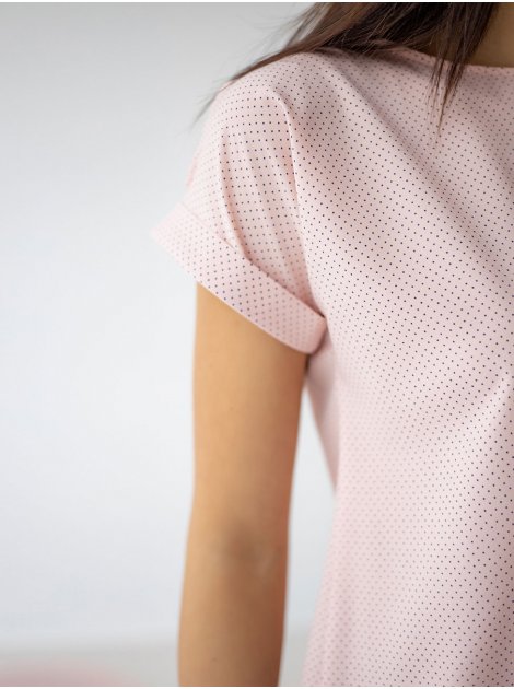 Легкая блуза в горошек с коротким рукавом 3000