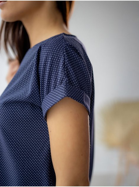 Легкая блуза в горошек с коротким рукавом 3000
