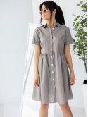 Стильное платье-рубашка в горошек 3246