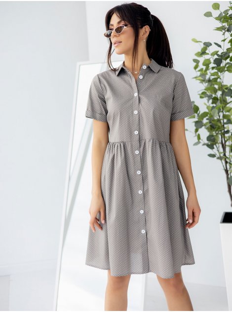 Стильна сукня-сорочка в горошок 3246