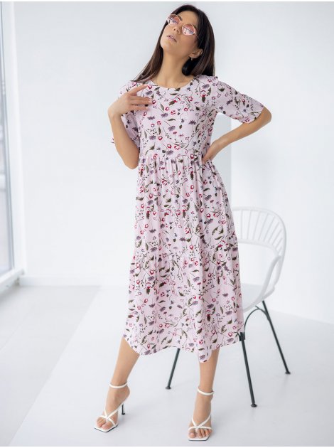 Сукня-міді з легкої тканини в квітковий принт 3255
