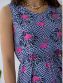 Трендовое платье миди с фламинго 3257