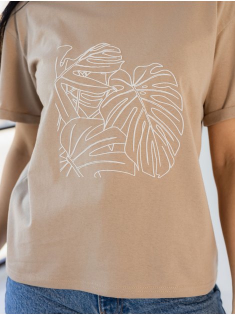 Бавовняна футболка з тропічним принтом 3421