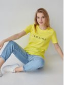 Бавовняна жіноча футболка з принтом "UKRAINE" 3463