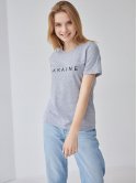 Бавовняна жіноча футболка з принтом "UKRAINE" 3463
