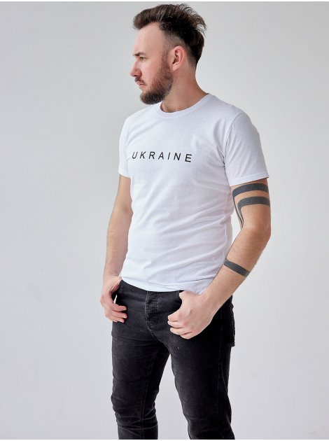 Бавовняна чоловіча футболка з принтом "UKRAINE" 3464