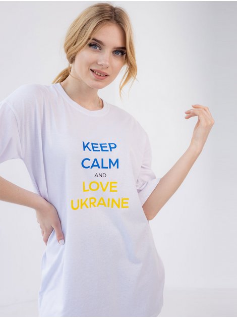Оверсайз футболка с принтом "KEEP CALM and LOVE UKRAINE" 3457