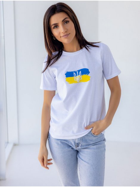 Женская футболка с Гербом и флагом Украины 3491