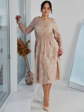 Легка сукня size+ з квітчастої тканини 3619