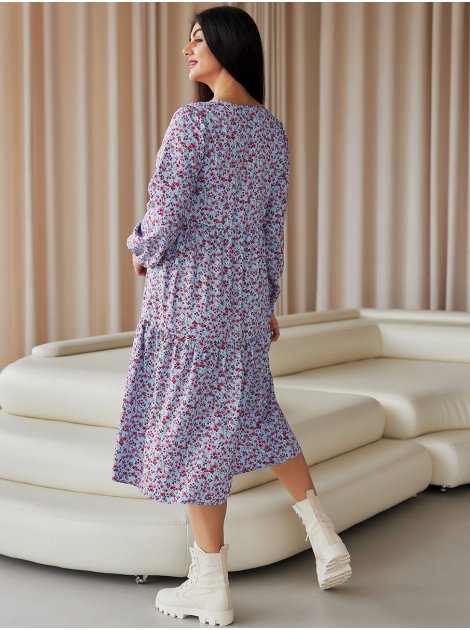Сукня-міді size+ з тканини з квітковим принтом 3628