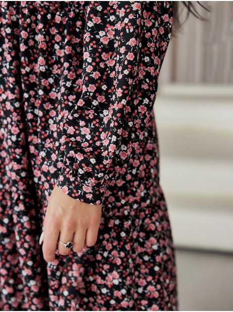 Платье-миди size+ из ткани в цветочный принт 3628