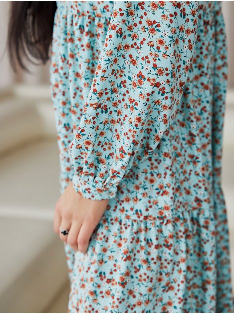 Платье-миди size+ из ткани в цветочный принт 3628