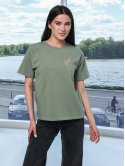 Футболка с вышивкой пшеница size+ 4105