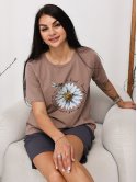 Футболка з принтом квітка size+ 4121