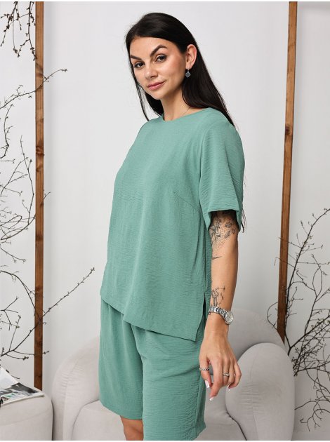 Костюм з футболкою та шортами size+ 4114