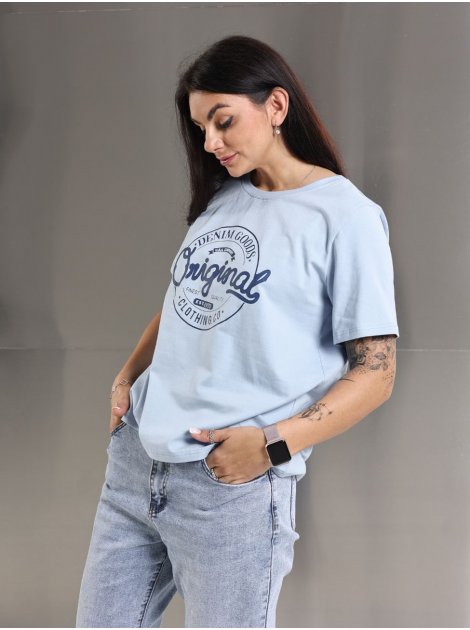 Футболка з принтом Original denim size+ 4135