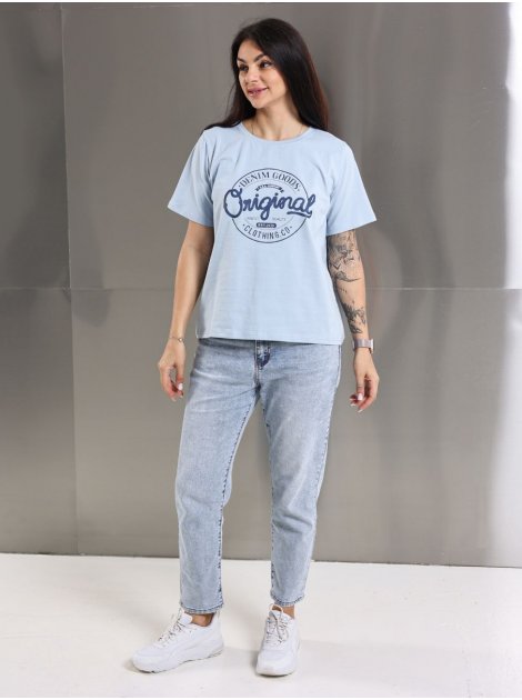 Футболка з принтом Original denim size+ 4135