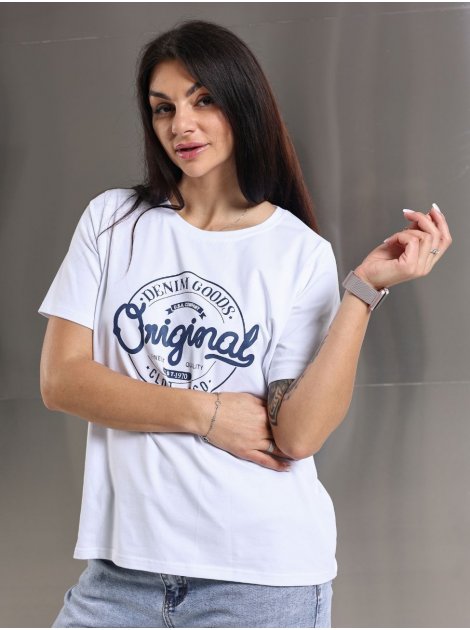 Футболка з принтом Original denim size+ 4135