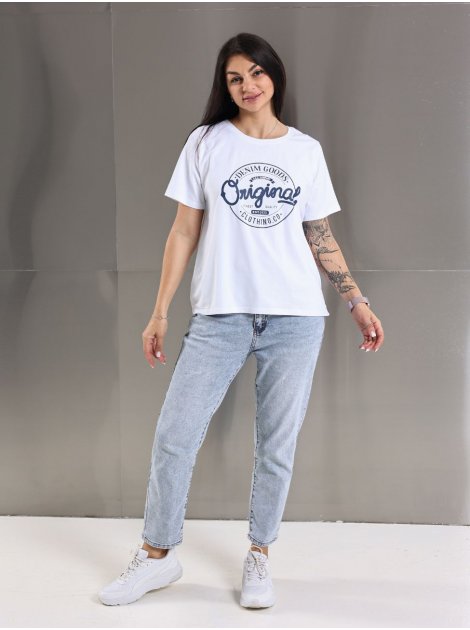 Футболка з принтом Original denim size+ 4135