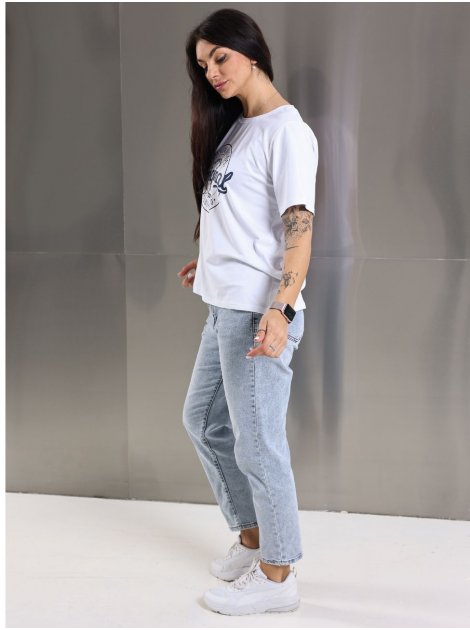 Футболка з принтом Original denim size+ 4135