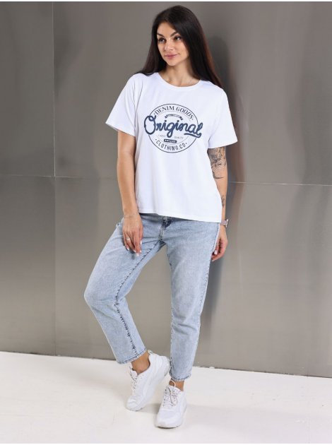 Футболка з принтом Original denim size+ 4135