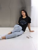 Футболка з принтом Original denim size+ 4135