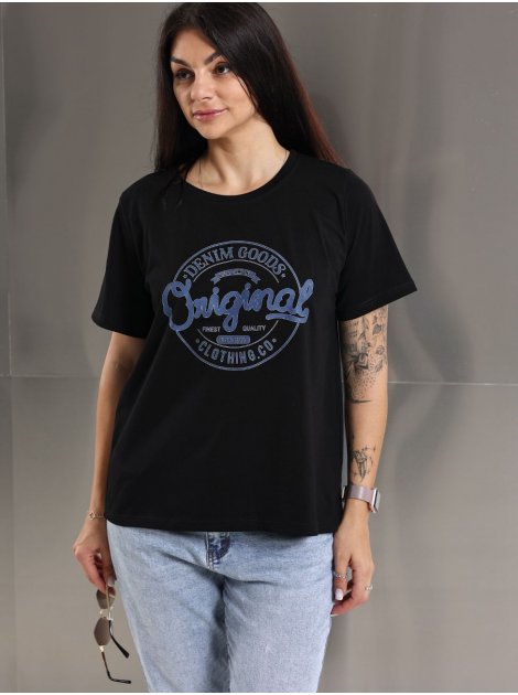 Футболка з принтом Original denim size+ 4135