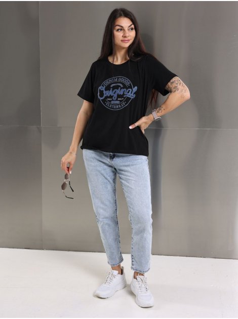 Футболка з принтом Original denim size+ 4135