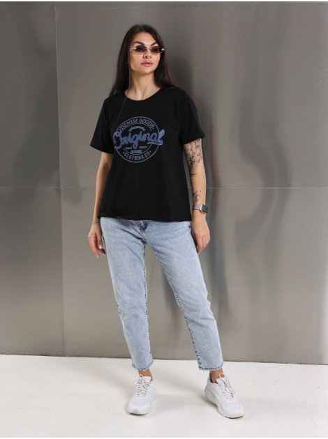 Футболка з принтом Original denim size+ 4135