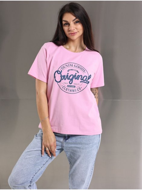 Футболка з принтом Original denim size+ 4135