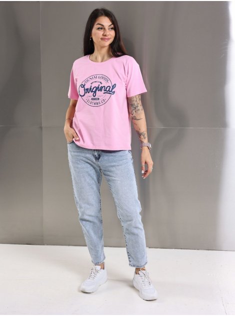 Футболка з принтом Original denim size+ 4135