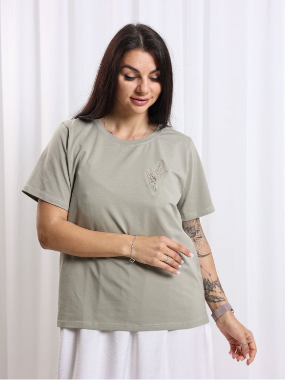 Футболка з вишивкою пшениця size+ 4105