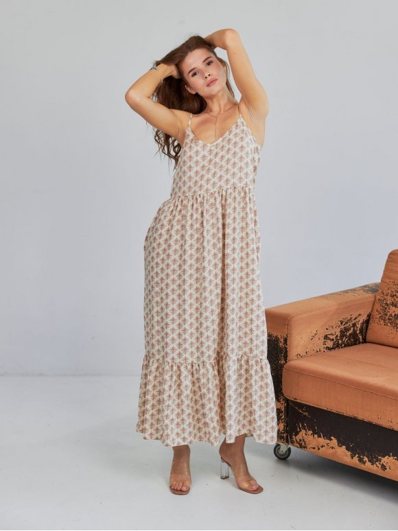 Довгий літній сарафан  size+ 4138