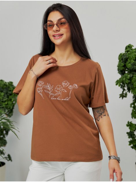 Красивая футболка с флористическим принтом size+ 3829
