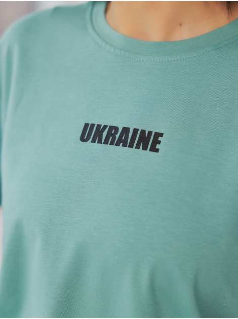 Жіноча патріотична футболка з принтом «Ukraine » 3847