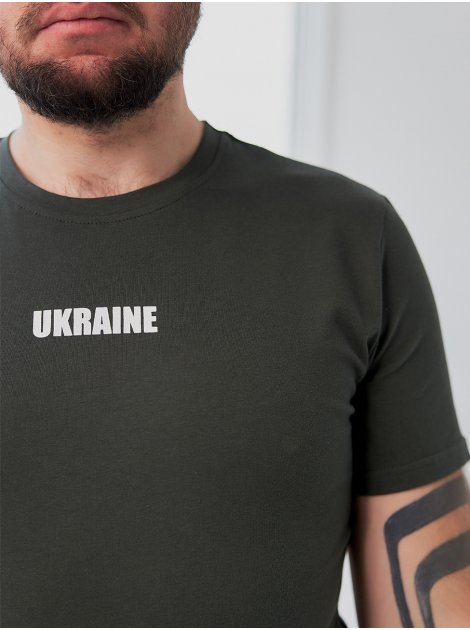 Чоловіча патріотична футболка з принтом «Ukraine » 3846