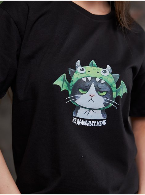 Стильная футболка с котиком 3876