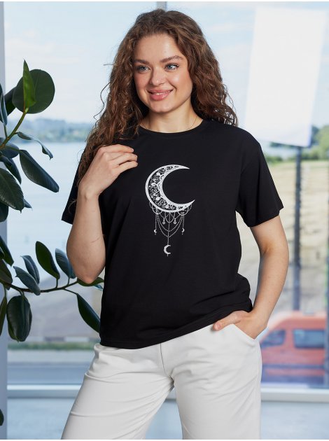 Літня футболка з принтом "місяць" 3920