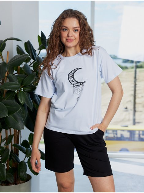 Летняя футболка с принтом «луна» 3920