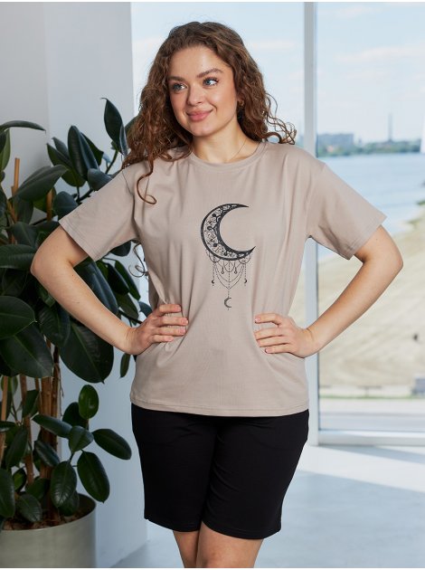 Летняя футболка с принтом «луна» 3920