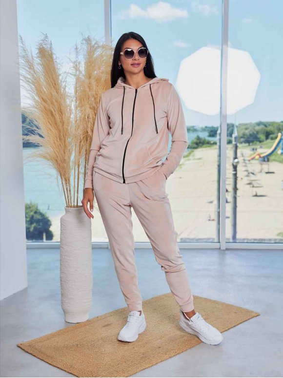 Велюровий костюм на замку size+ 3977